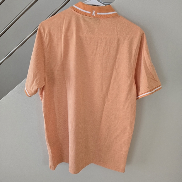 Psycho Bunny Men's Orange Warsaw Jacquard Logo Pique Polo Shirt 6 L - Picture 6 of 12